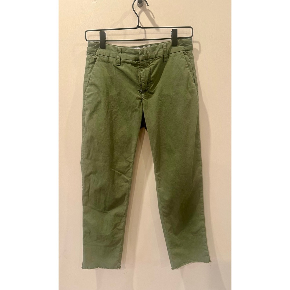 Frank & Eileen Wicklow Italian Chinos Sz 2 Green Twill Straight Leg Cropped $288